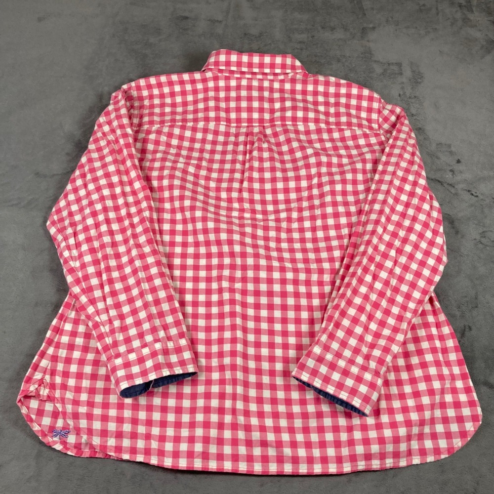 Talbots Petites Pink White Gingham Cotton Button Down Shirt XL Petites - Picture 3 of 7